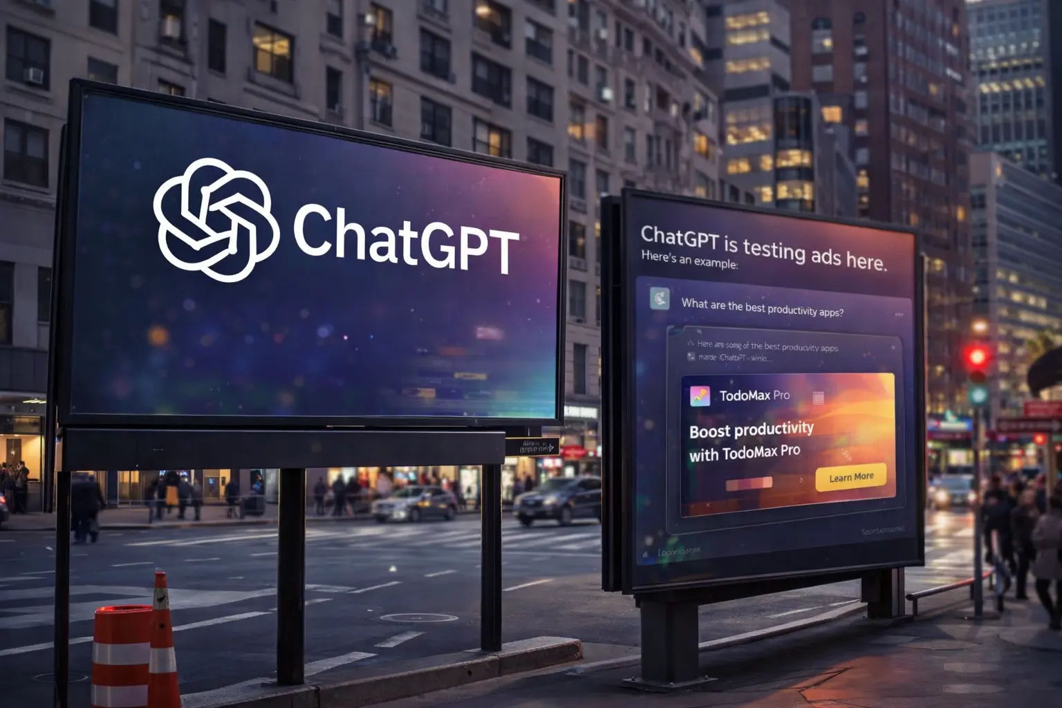 Conceptual illustration of ads inside a chat interface