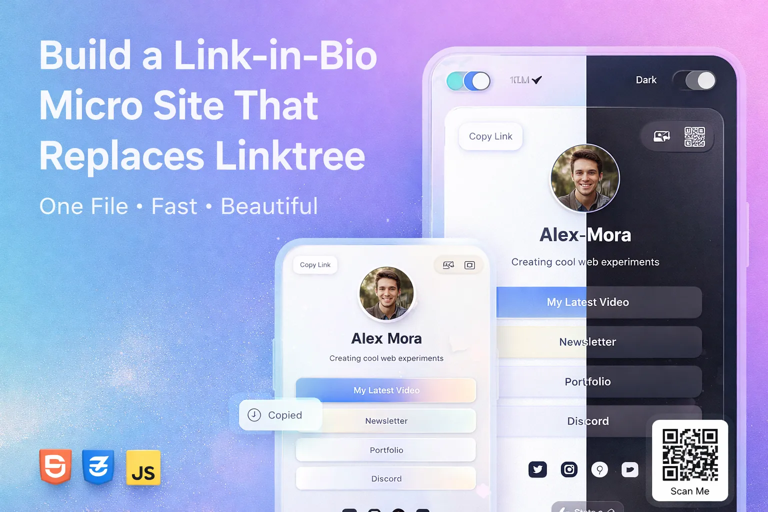 Build a Modern Link-in-Bio Micro Website With Dark Mode, QR Codes, and Local Analytics