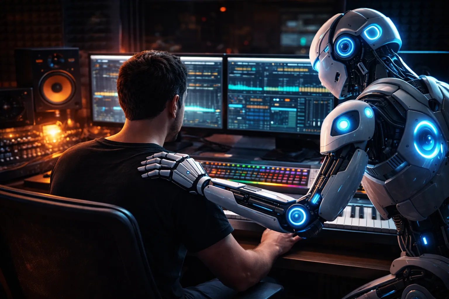 Symbolic illustration of AI as a creative instrument in music