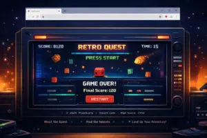 Build a Retro Game-Style Landing Page With a Fully Playable Mini Game (HTML, CSS & JavaScript)