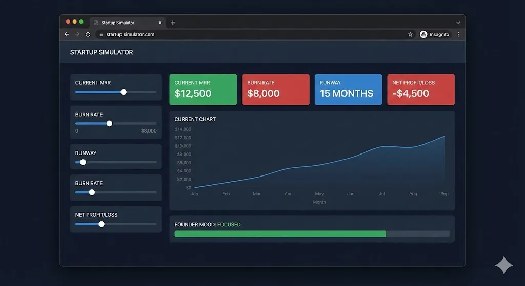 Build an Interactive Startup Simulator Dashboard That Visualizes Growth, Burn Rate, and Runway in Real Time